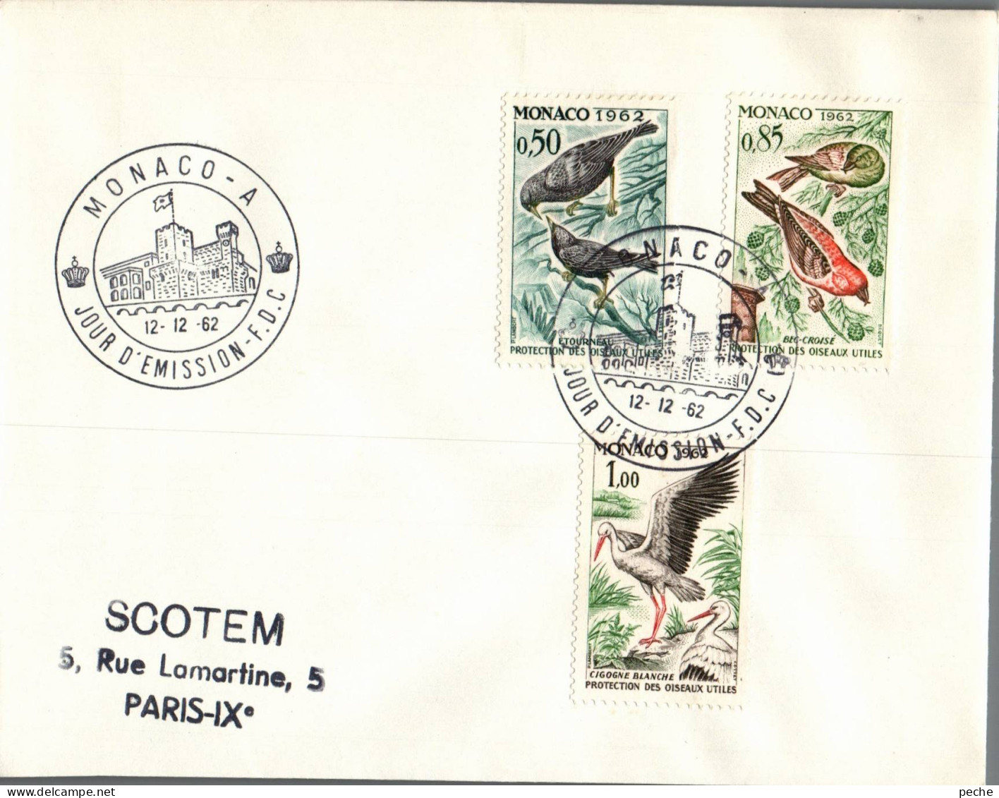 N°699 V -cachet Monaco A -oiseaux- - Afstempelingen & Vlagstempels