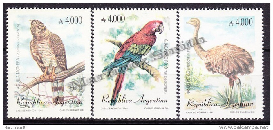 Argentina 1991 Yvert 1772- 74, Birds - 75th Anniversary Of The Ornithological Association - MNH - Neufs