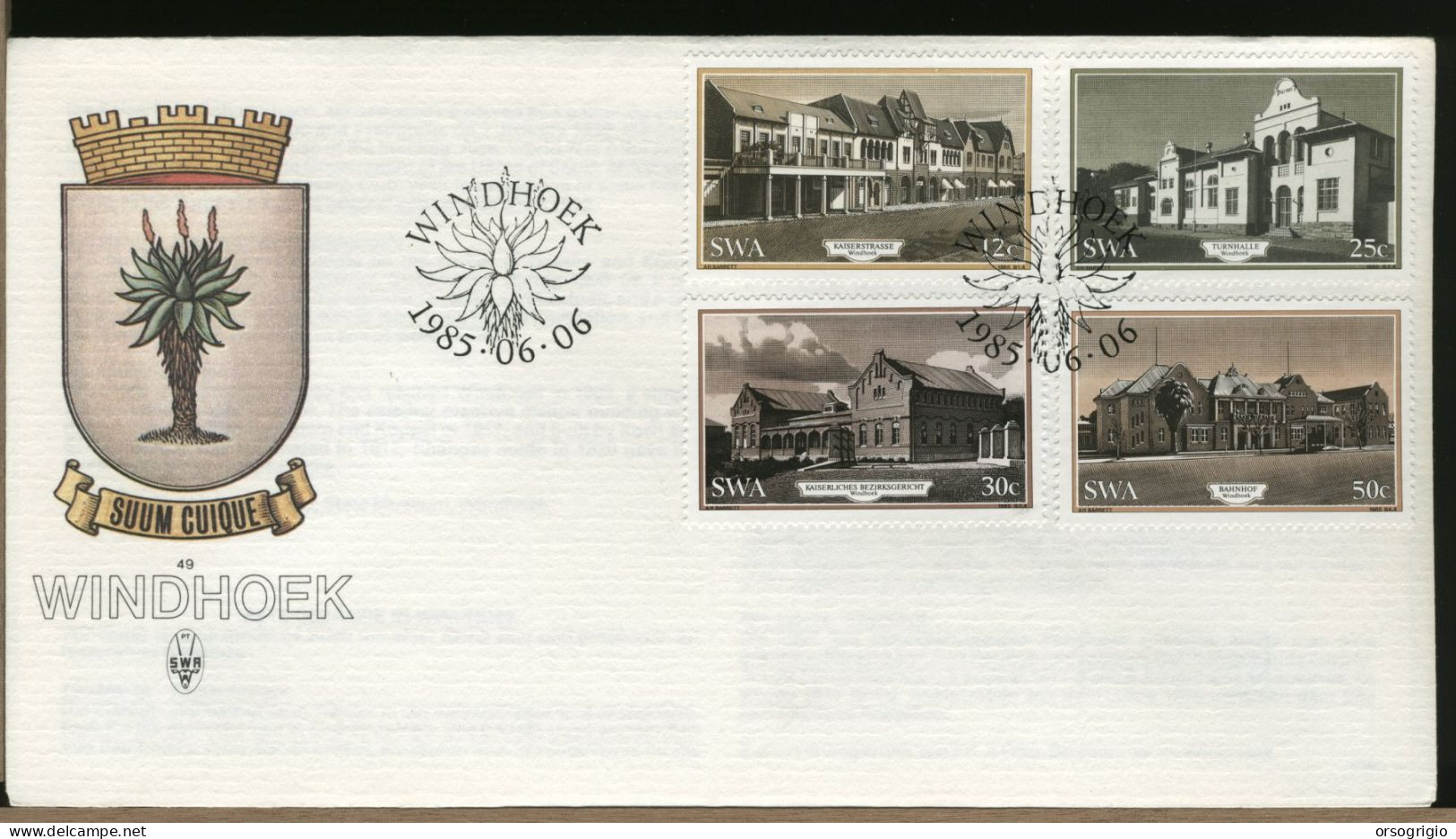 RSA  -  FDC 1985 -   WINDHOEK - FDC