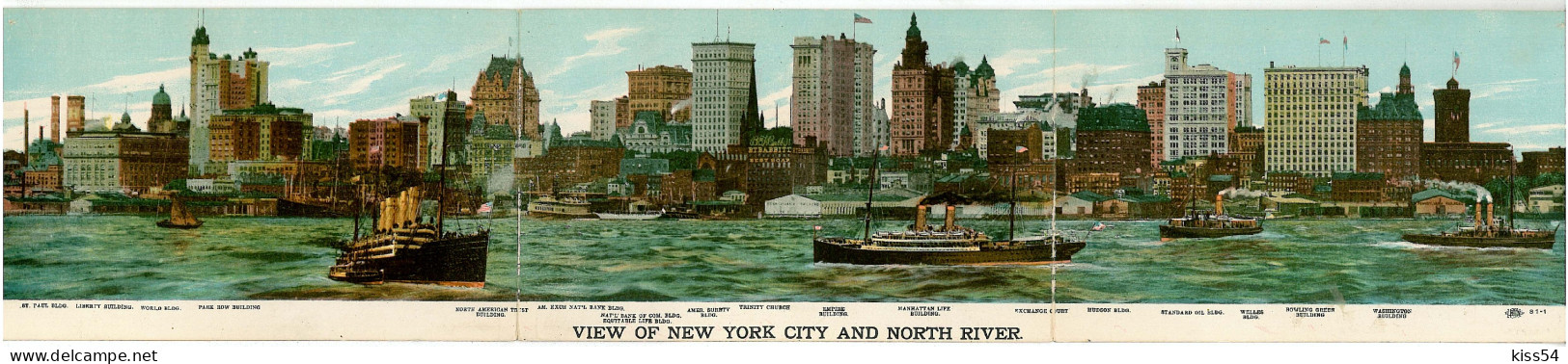 US 11 - 7363 NEW YORK CITY, USA - 3 Old Postcards - Unused - Panoramic Views