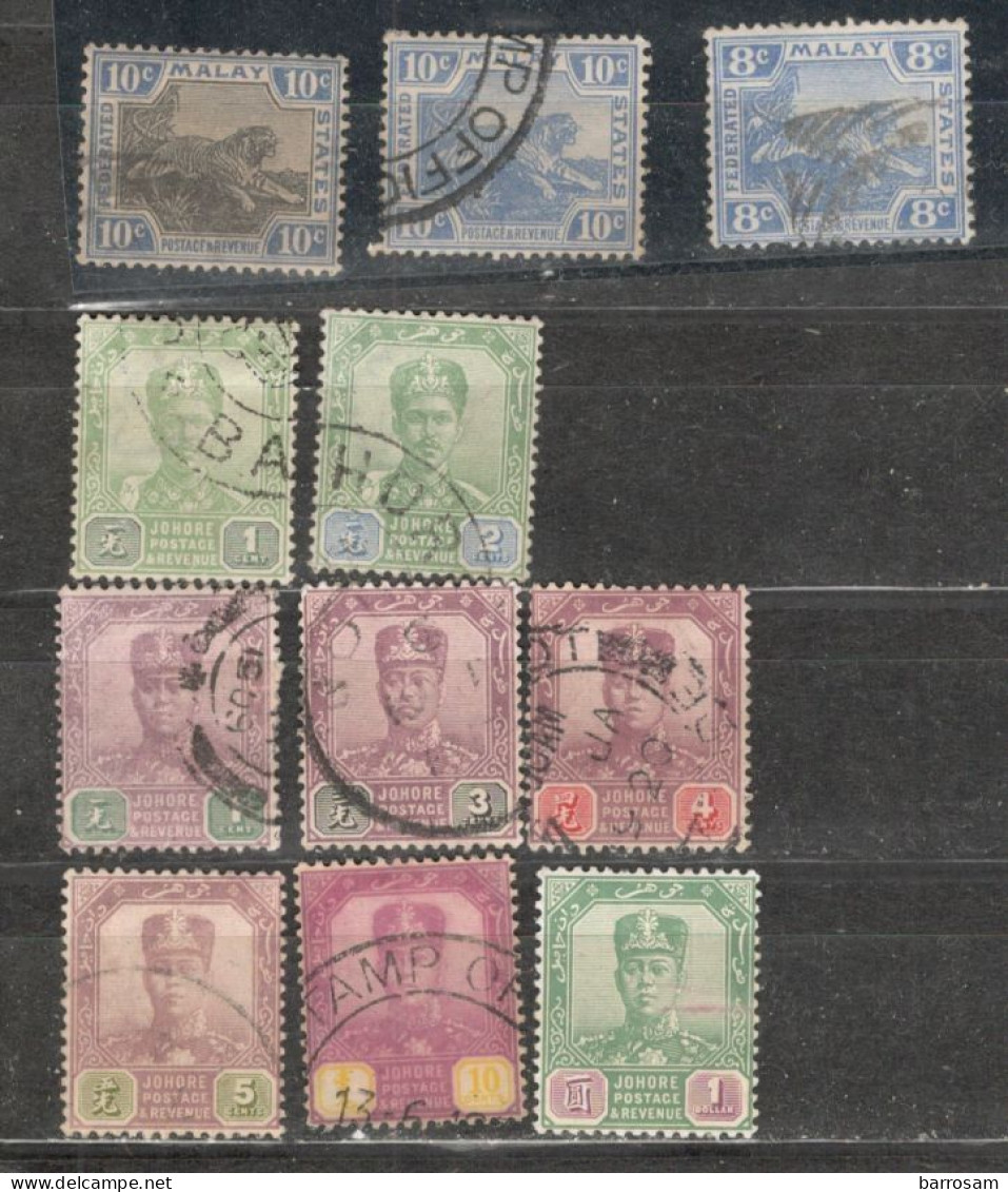 FEDERATED MALAY STATES......lot Of 11 Used...mainly Jahore - Federated Malay States
