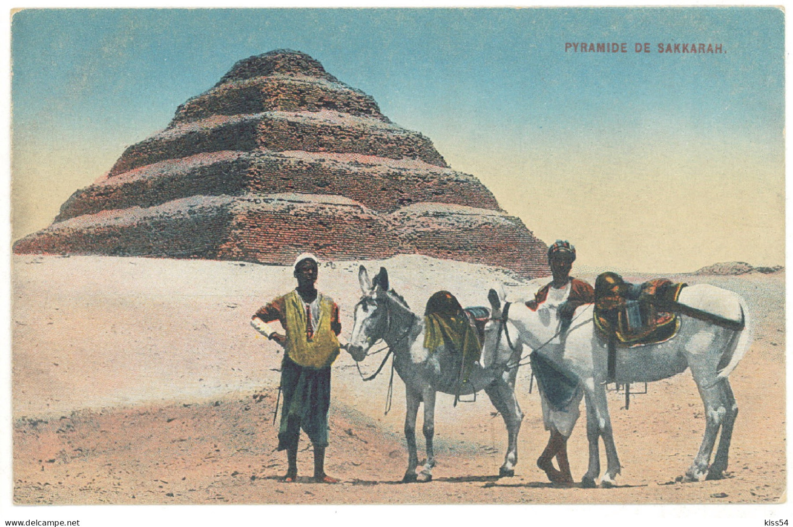 EGY 2 - 4114 SAKKARAH, EGYPT, The Pyramide, Two Men And The Donkeys - Old Postcard - Unused - Pyramiden