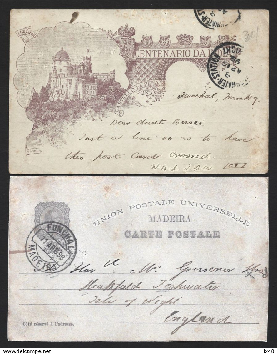 Entire Postcard 20 Kings D. Luis 1898, Madeira. India's Centenary. Pena Castle, Sintra. Inteiro Postal De 20 Reis D. Lui - Brieven En Documenten