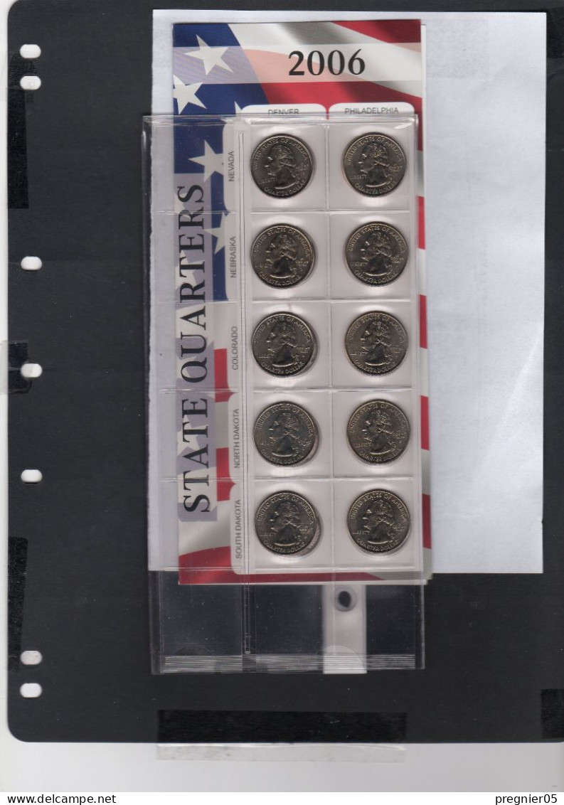 USA - Lot 10 Pièces 1/4 Dollar Série State Quarters D + P  2006 NEUF/UNC - 1999-2009: State Quarters