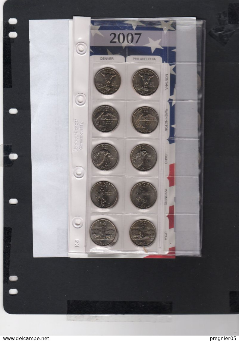 USA - Lot 10 Pièces 1/4 Dollar Série State Quarters D + P  2007 NEUF/UNC - 1999-2009: State Quarters