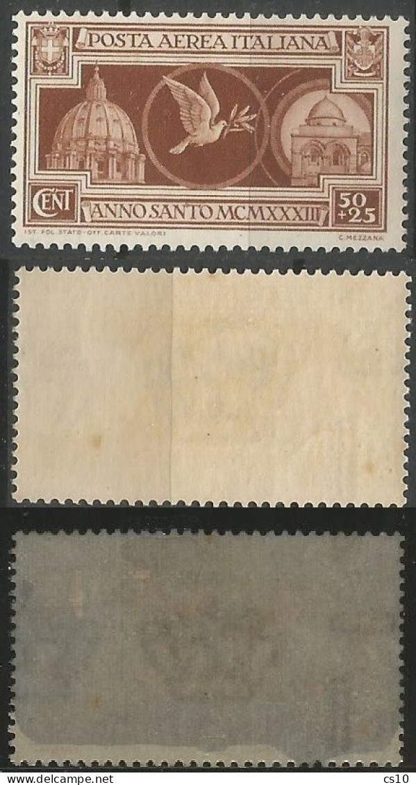 Regno 1933 Anno Santo P.Aerea C.50+25 **MNH Varietà Lettere Complete A Destra - Collections