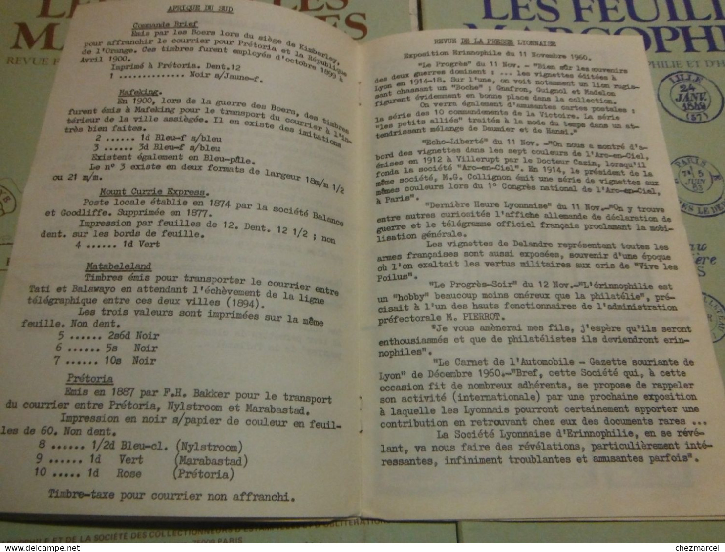 RARE  22 Numeros Les Cahiers Erinnophiles Du Sud.est 1961/62 Et 63/64 4 Annees De Bulletins Section Lyonnaise De L Aec - Briefmarkenmessen