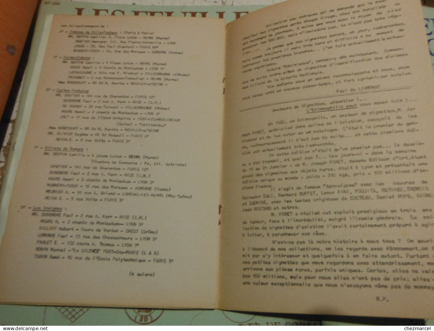 RARE  22 numeros les cahiers erinnophiles du sud.est 1961/62 et 63/64 4 annees de bulletins section lyonnaise de l aec