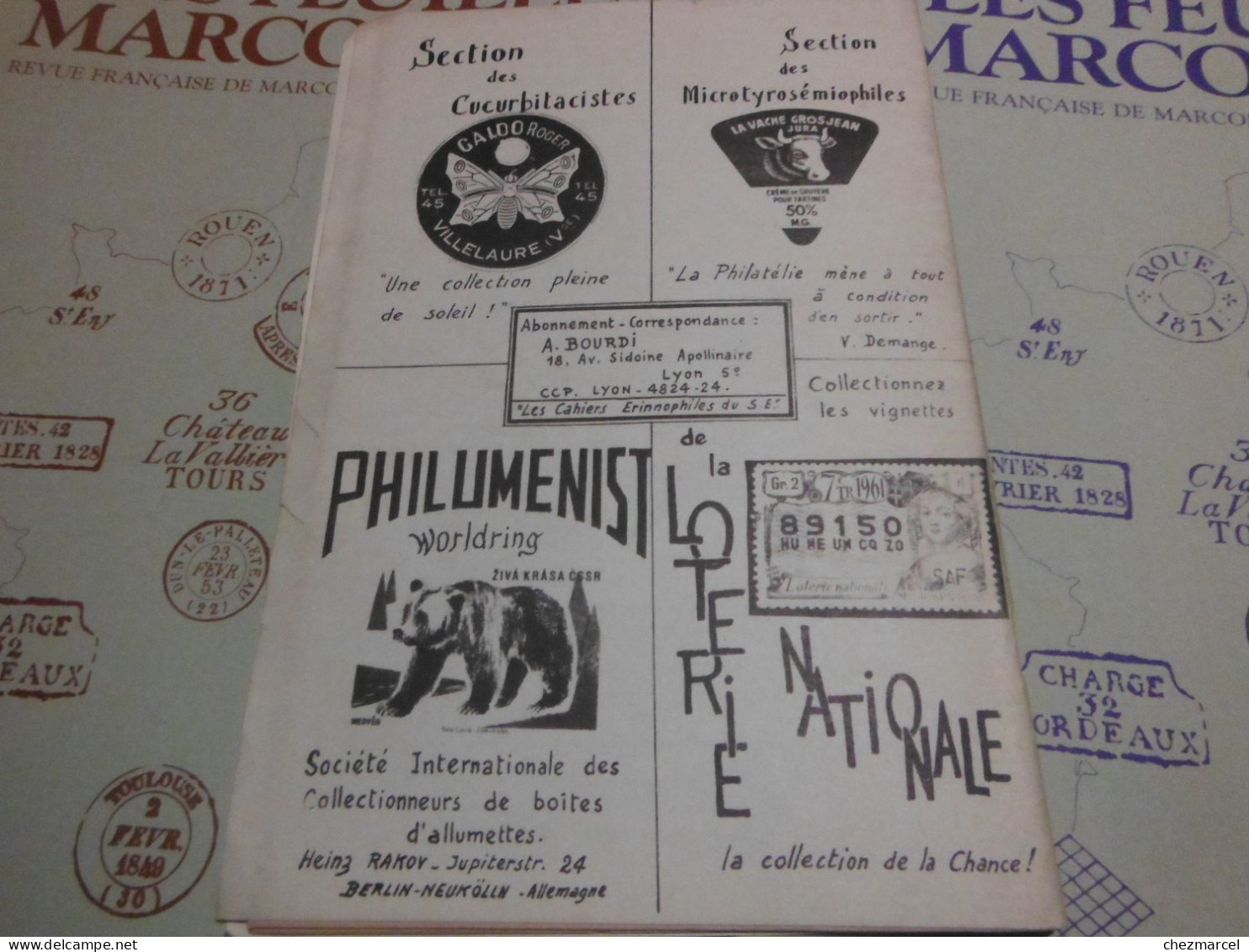 RARE  22 numeros les cahiers erinnophiles du sud.est 1961/62 et 63/64 4 annees de bulletins section lyonnaise de l aec