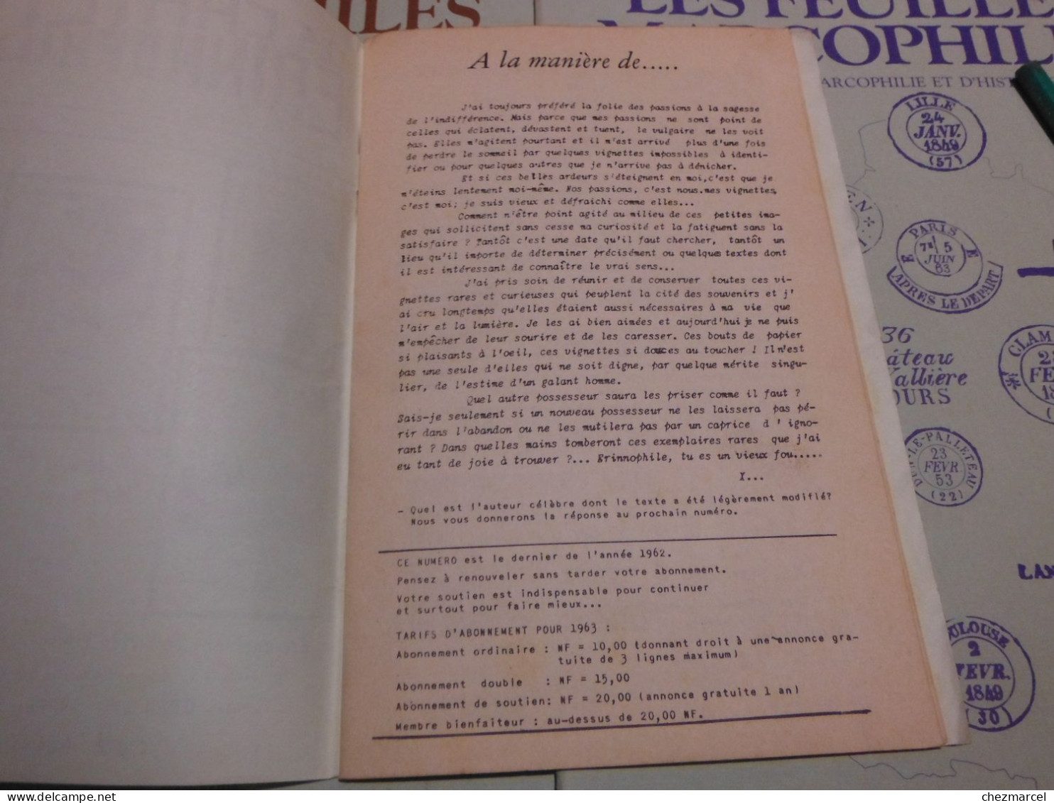 RARE  22 numeros les cahiers erinnophiles du sud.est 1961/62 et 63/64 4 annees de bulletins section lyonnaise de l aec