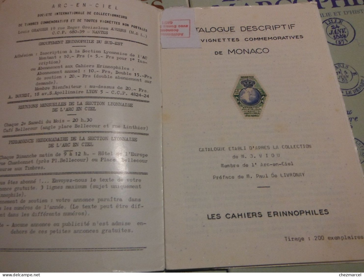 RARE  22 numeros les cahiers erinnophiles du sud.est 1961/62 et 63/64 4 annees de bulletins section lyonnaise de l aec