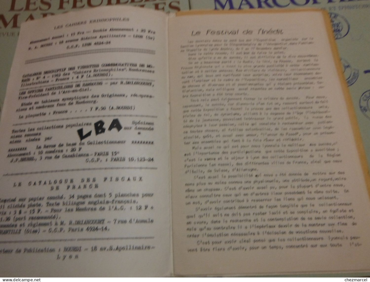 RARE  22 numeros les cahiers erinnophiles du sud.est 1961/62 et 63/64 4 annees de bulletins section lyonnaise de l aec