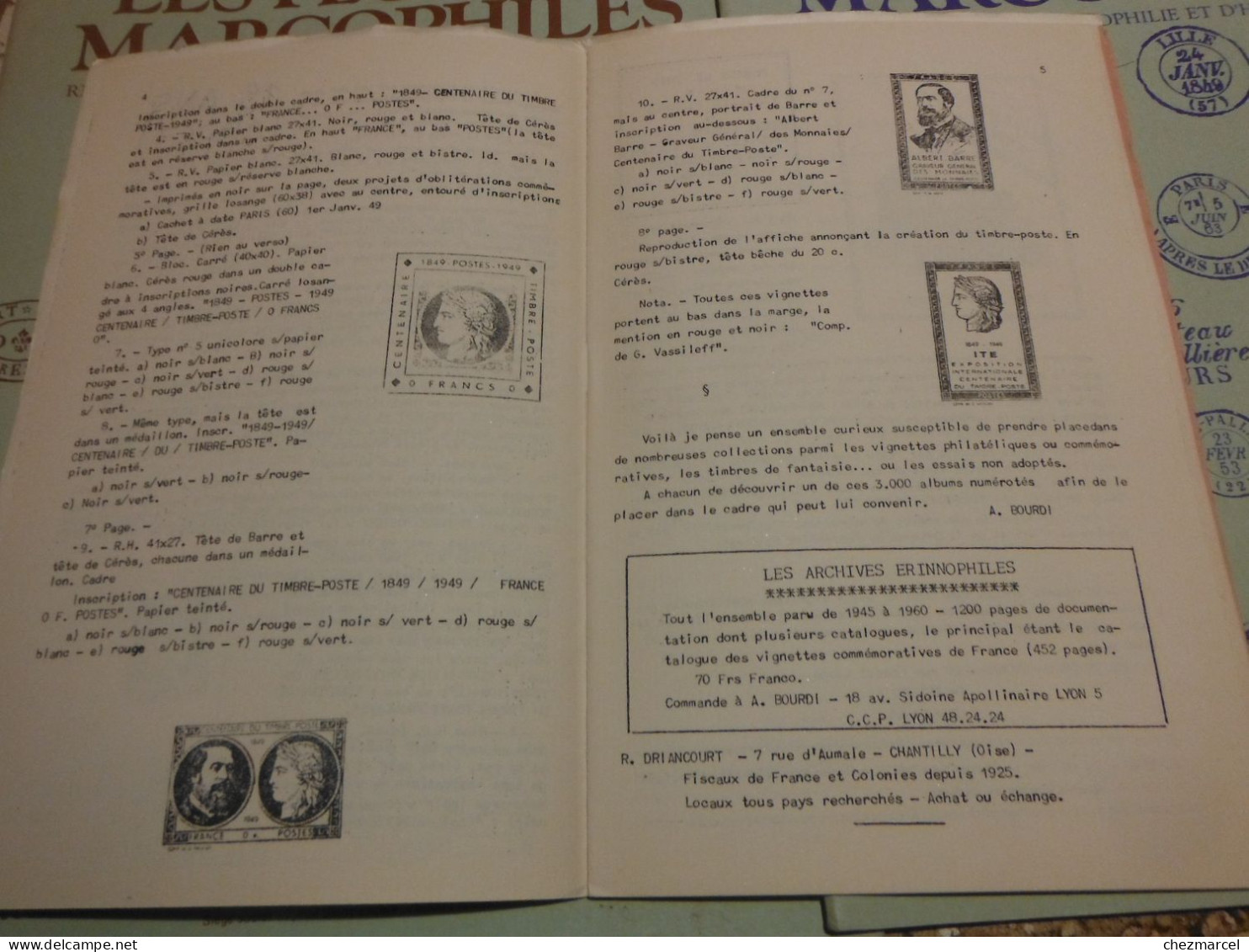 RARE  22 numeros les cahiers erinnophiles du sud.est 1961/62 et 63/64 4 annees de bulletins section lyonnaise de l aec