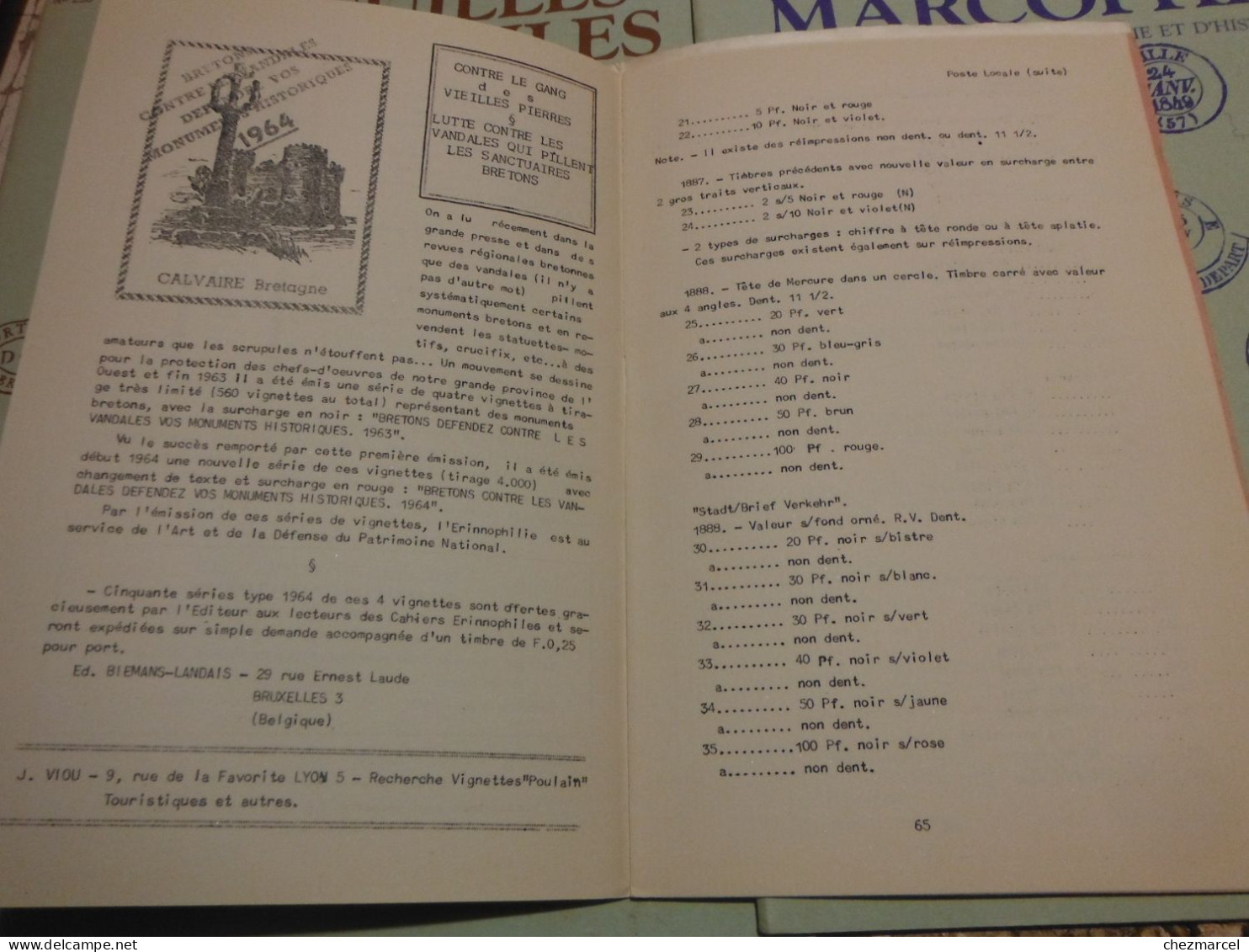 RARE  22 numeros les cahiers erinnophiles du sud.est 1961/62 et 63/64 4 annees de bulletins section lyonnaise de l aec