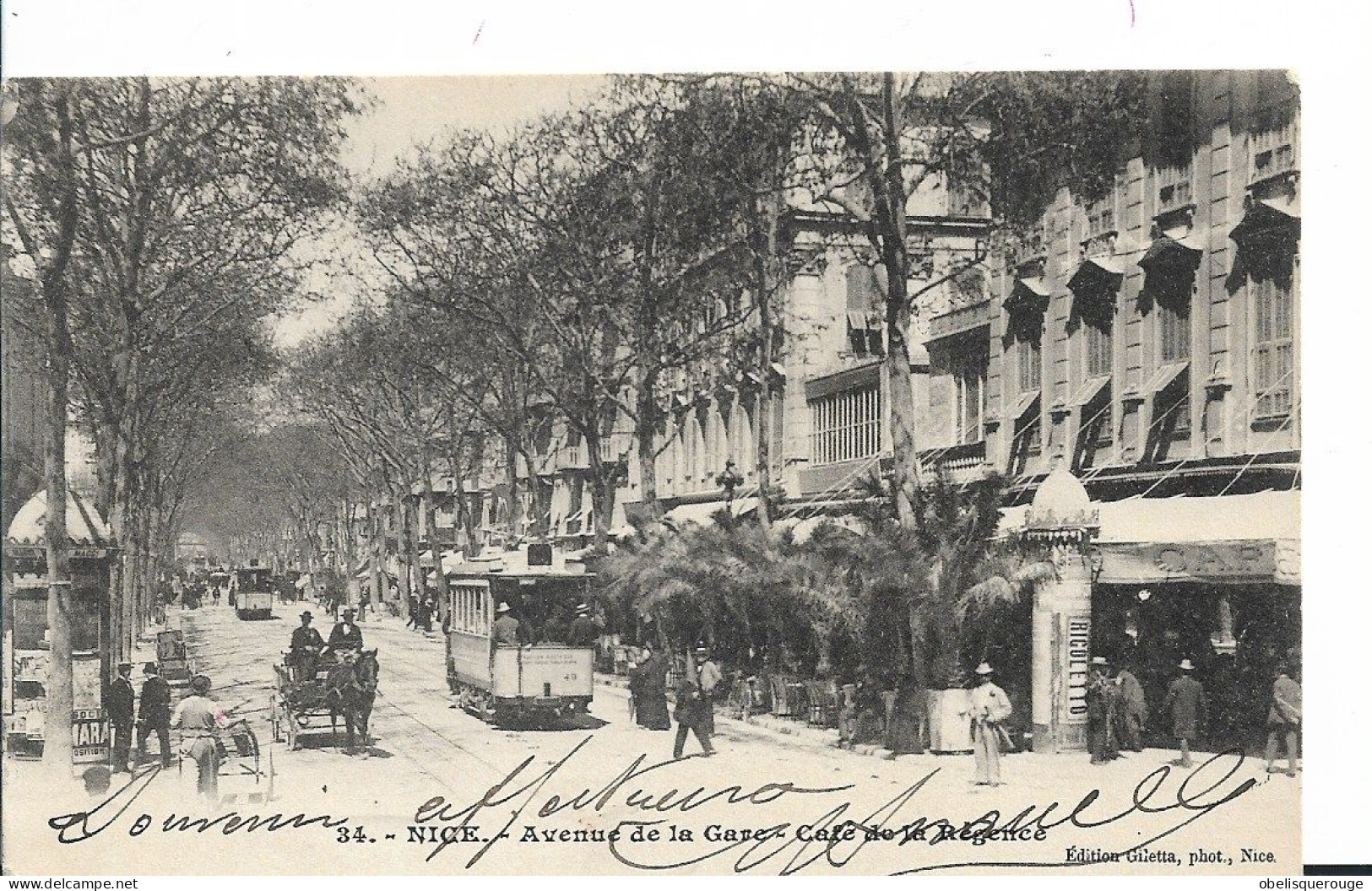 06 - NICE -AVENUE DE LA GARE  ANIMATION - VOITURE TOP TOP -TRAMWAY BEAU PLAN  N+34 ATTELAGE CAFE REGENCE - Transport Ferroviaire - Gare