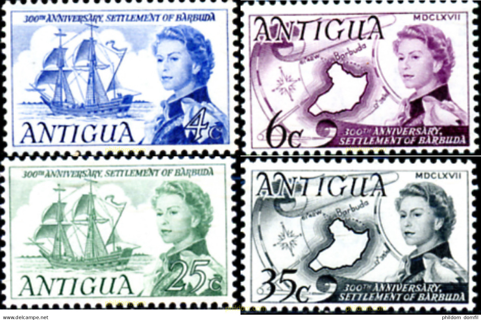 246841 MNH ANTIGUA 1967 TRICENTENARIO DEL ESTABLECIMIENTO BRITANICO EN BARBUDA - Sonstige & Ohne Zuordnung