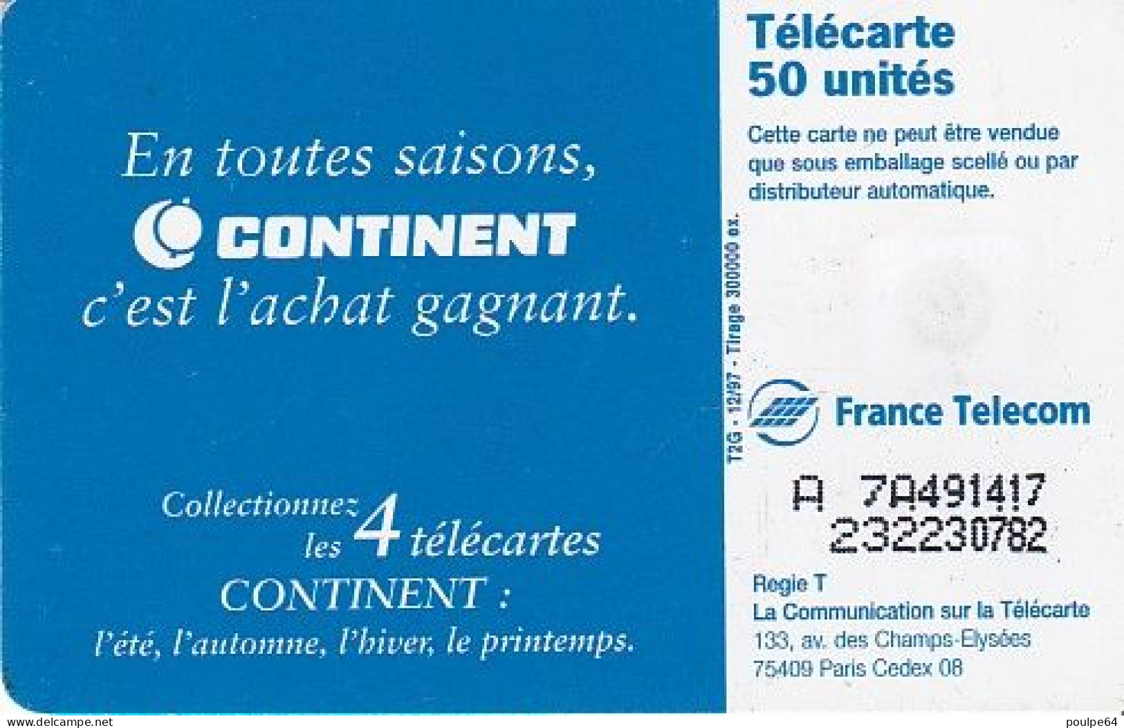 F807 12/1997 - CONTINENT HIVER - 50 SO3 - 1997