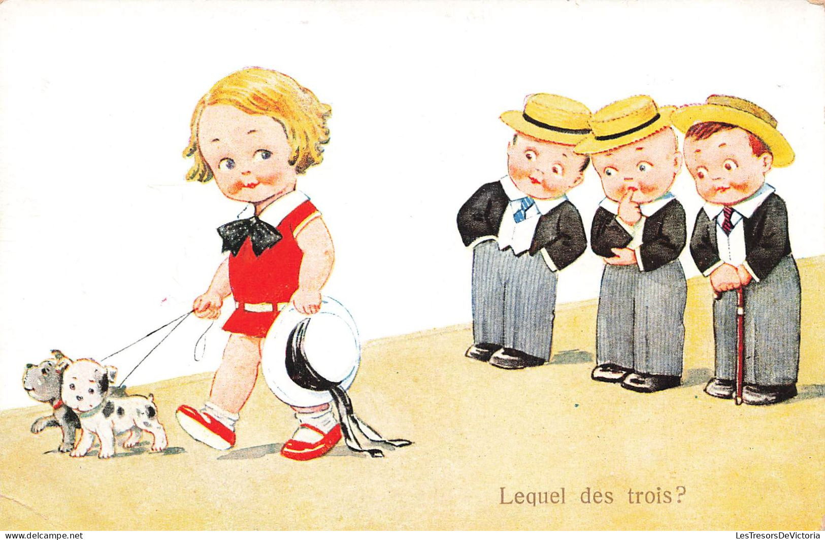 ENFANTS - Dessins D'enfants - Lequel Des Trois - Trois Petits Garçons Et Une Petite Fille - Carte Postale Ancienne - Kindertekeningen