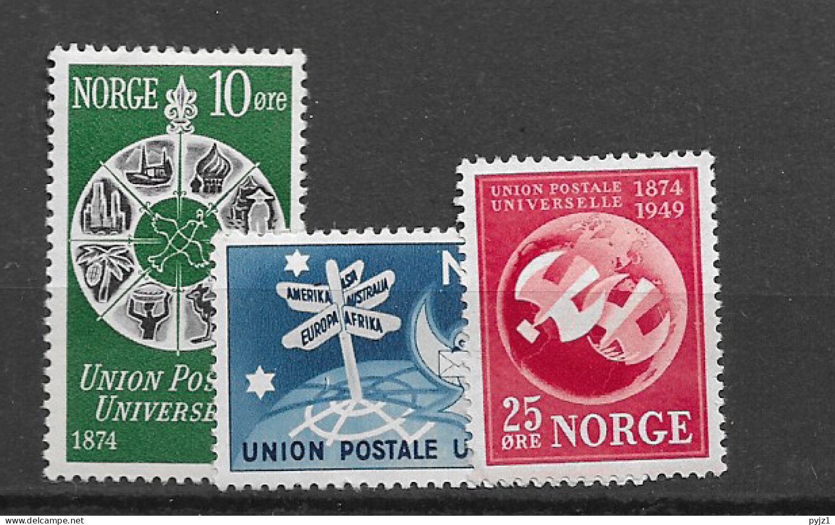 1949 MNH Norway Mi 344-46 Postfris** - Ungebraucht