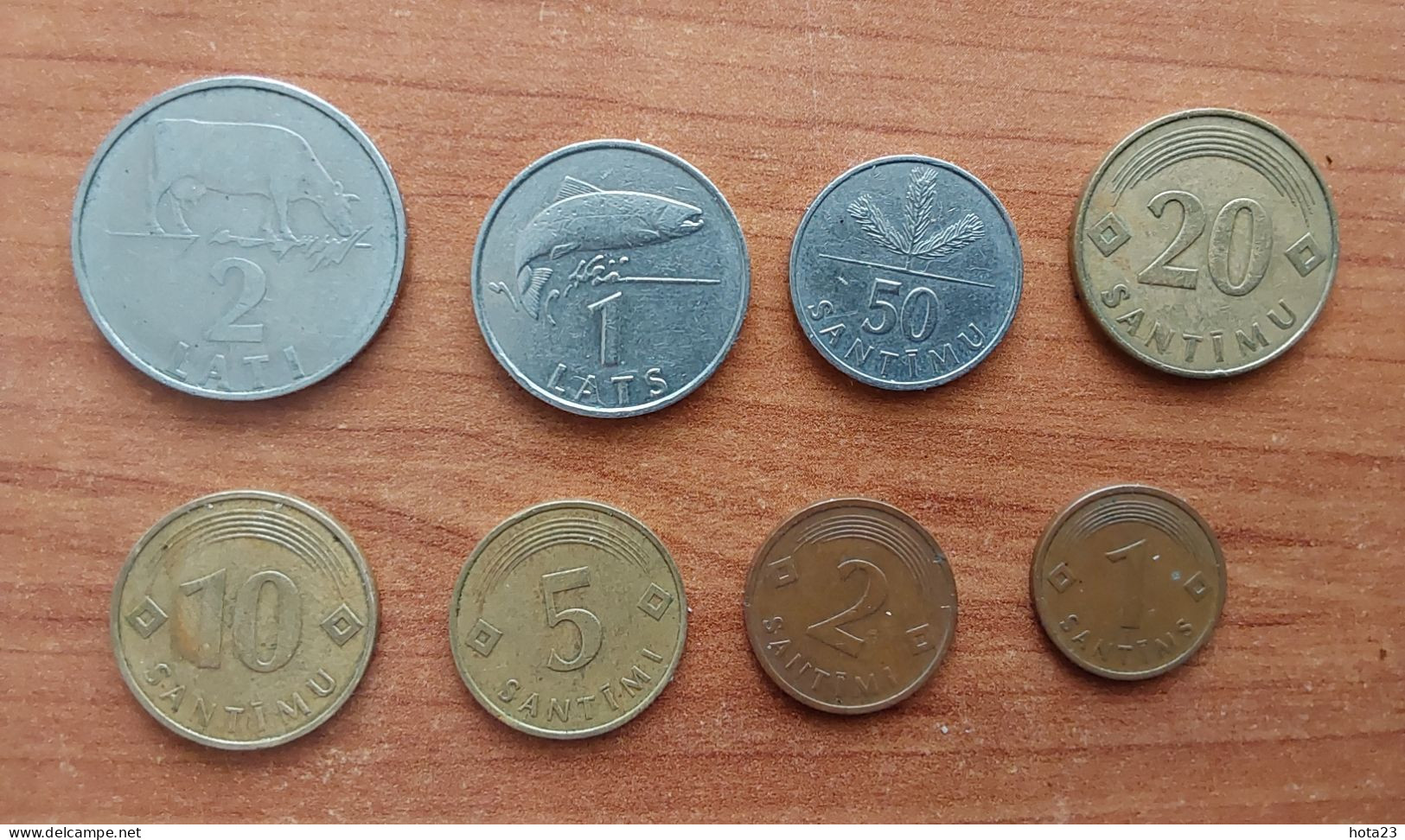 1992 MUCCA COW LATVIA 1 Santims - 2 Lats / Lat COIN RARE First Coins Full Set - Latvia