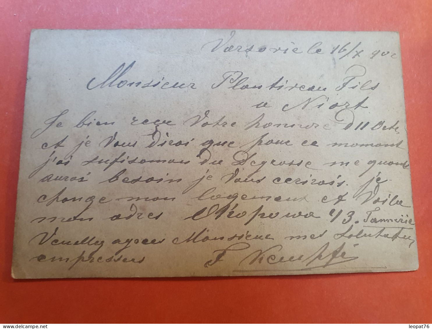 Russie /Pologne - Entier Postal + Complément De Warszawa Pour La France En 1902 - J 397 - Ganzsachen