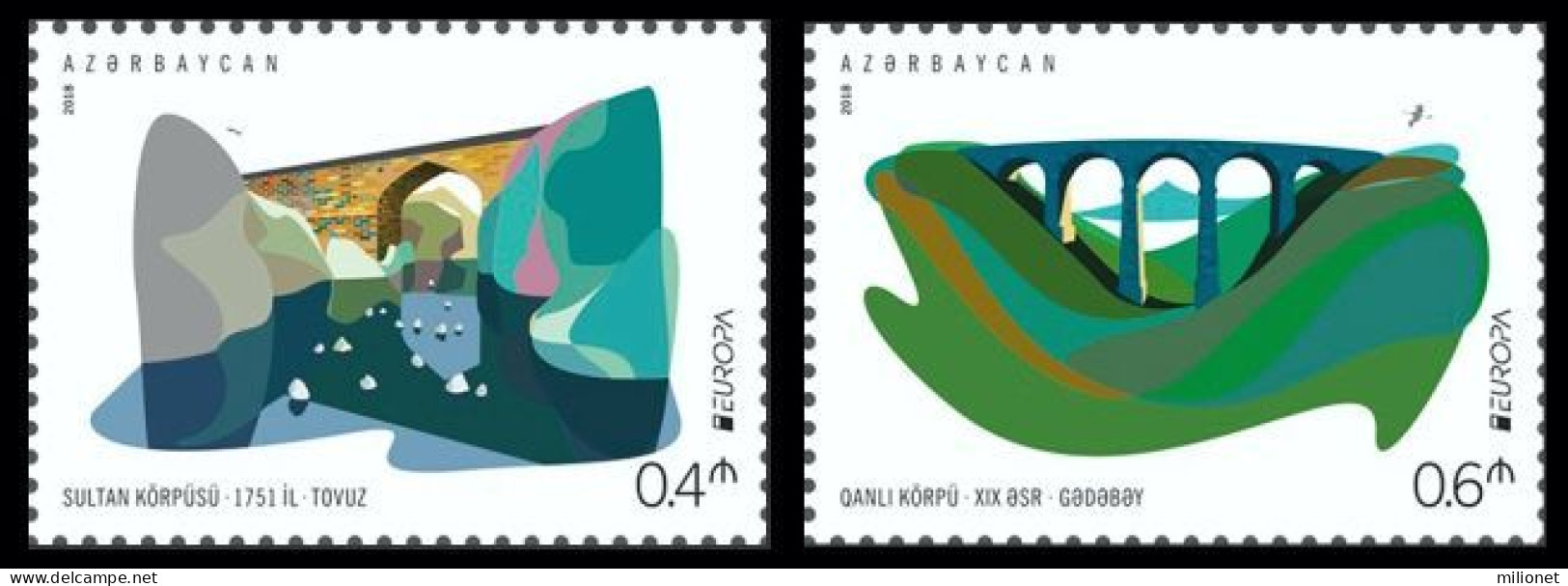 SALE!!! AZERBAYAN AZERBAIJAN AZERBAÏDJAN ASERBAIDSCHAN 2018 EUROPA CEPT BRIDGES Set Of 2 Stamps MNH ** - 2018