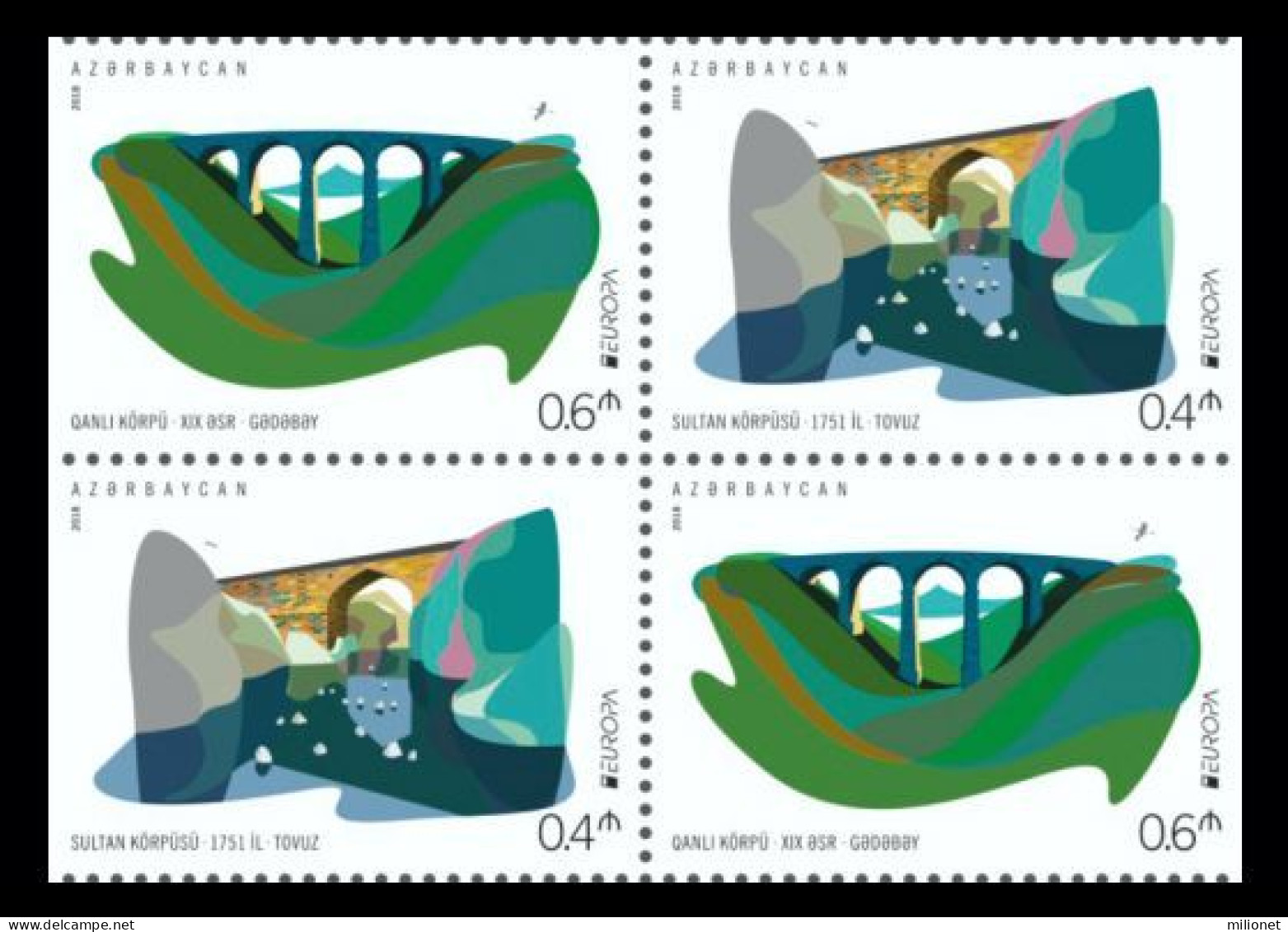 SALE!!! AZERBAYAN AZERBAIJAN AZERBAÏDJAN ASERBAIDSCHAN 2018 EUROPA CEPT BRIDGES 4 Stamps From Booklet MNH ** - 2018