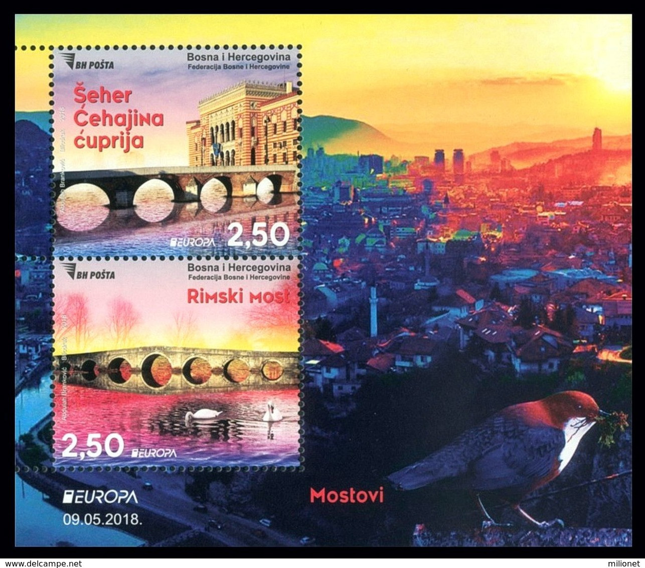 SALE!!! Bosnia Hercegovina Herzegovina Bosnien Sarajevo 2018 EUROPA BRIDGES S/S Souvenir Sheet MNH ** - 2018