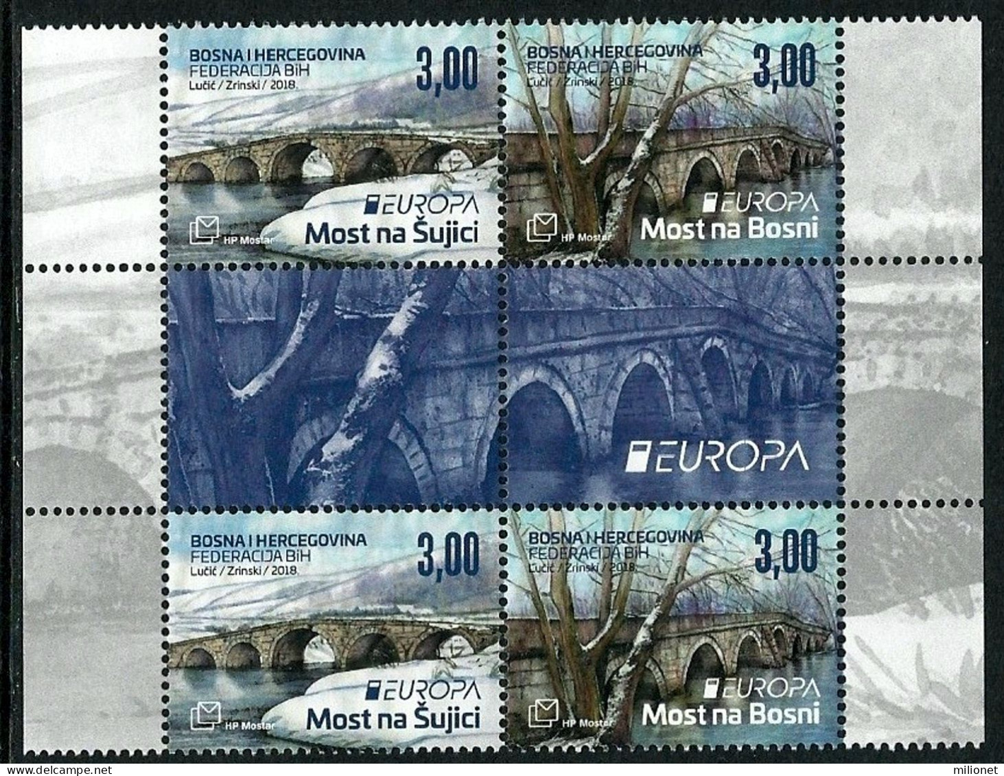 SALE!!! BOSNIA HERZEGOVINA CROAT POST (MOSTAR) 2018 EUROPA CEPT Block Of 2 Gutter-pairs MNH ** - 2018