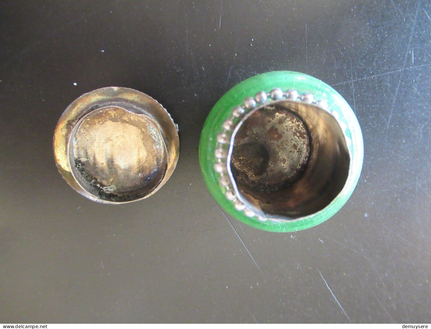 Ldea 43- Vintage Glazen Snuiftabak Fles Trinket Zilver - Bibelot De Bouteille De Tabac à Priser En Verre  Vinta - Empty Tobacco Boxes