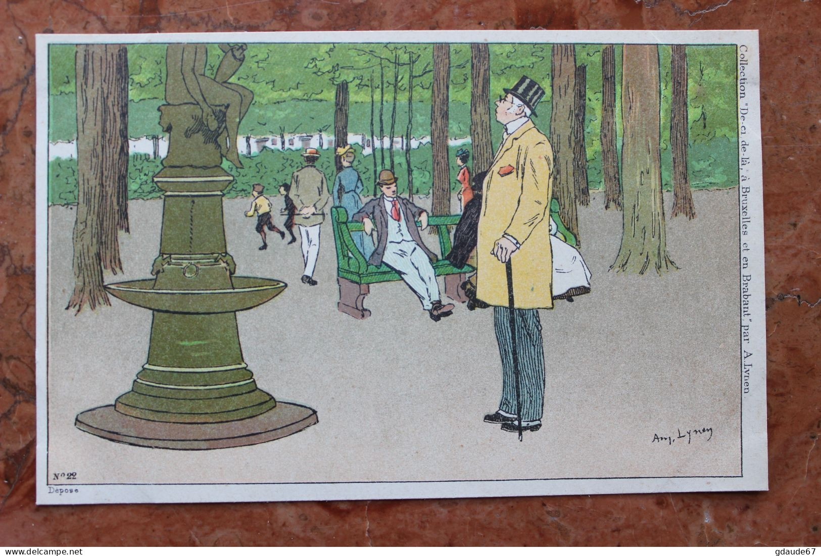 ILLUSTRATEUR AMEDEE LYNEN "DE CI DE LÀ À BRUXELLES ET EN BRABANT" - N°22 FLANEUR (PARC DE BRUXELLES) - Lynen, Amédée-Ernest