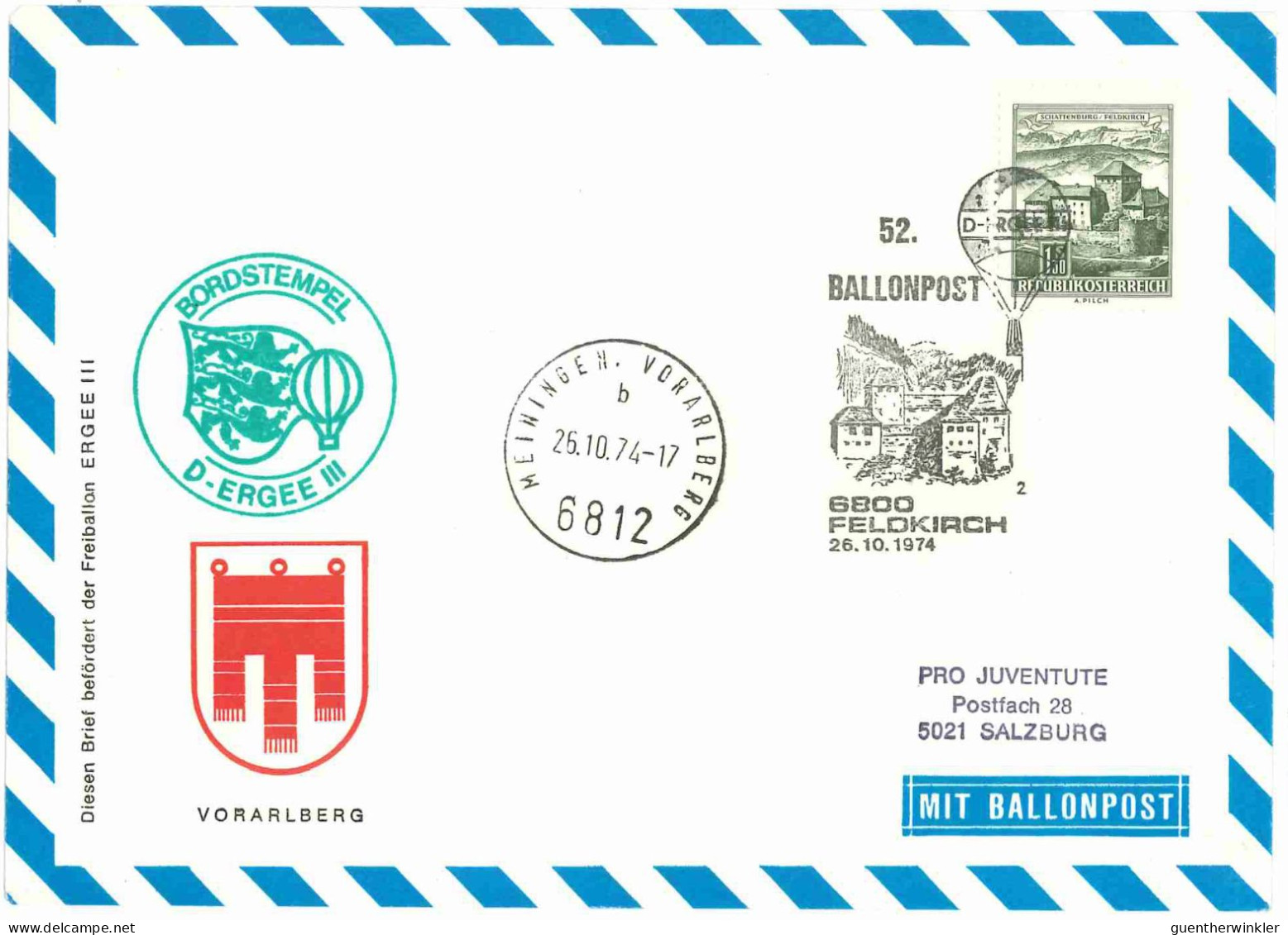 Regulärer Ballonpostflug Nr. 52a Der Pro Juventute [RBP52.] - Balloon Covers