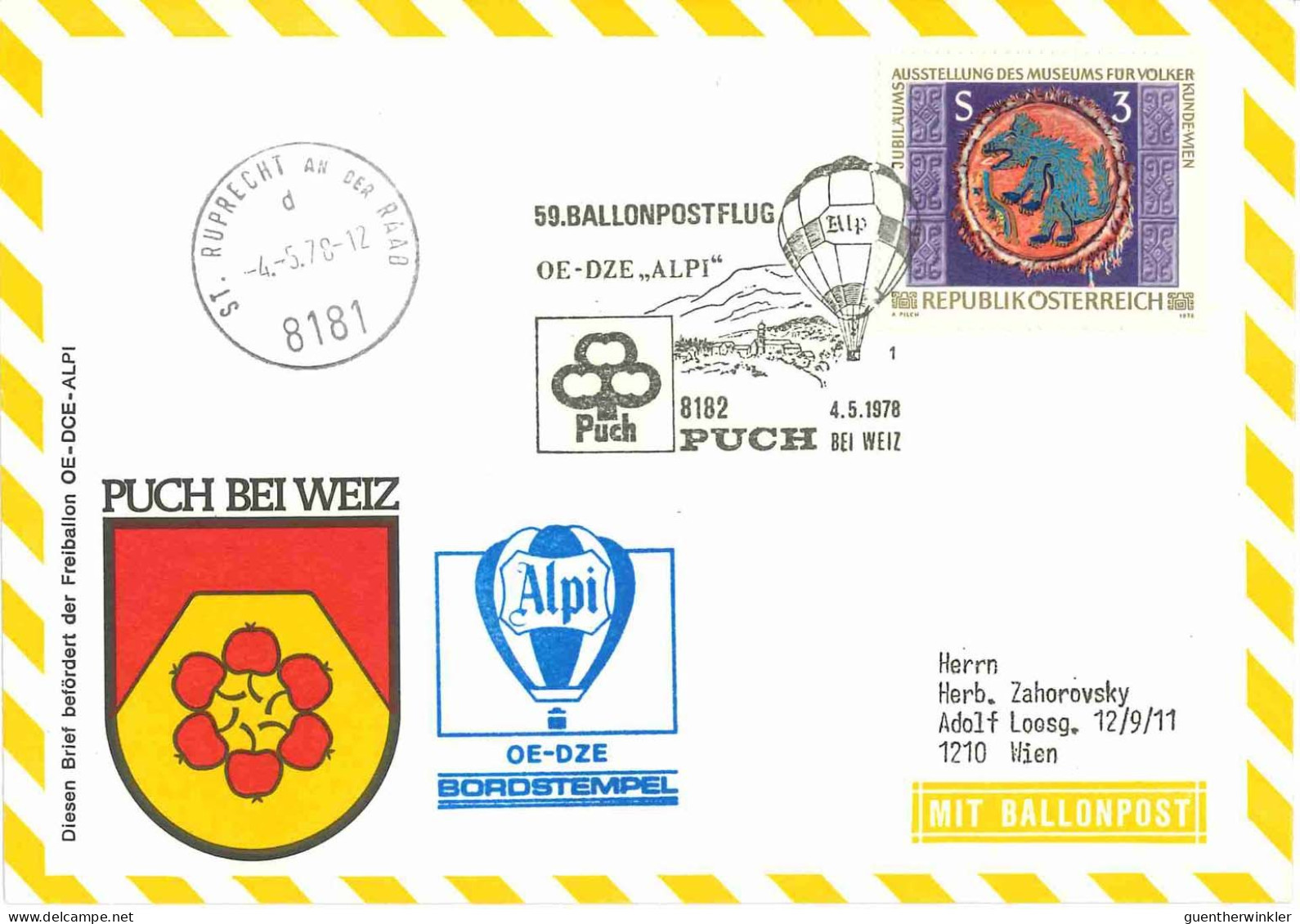 Regulärer Ballonpostflug Nr. 59a Der Pro Juventute [RBP59a] - Balloon Covers