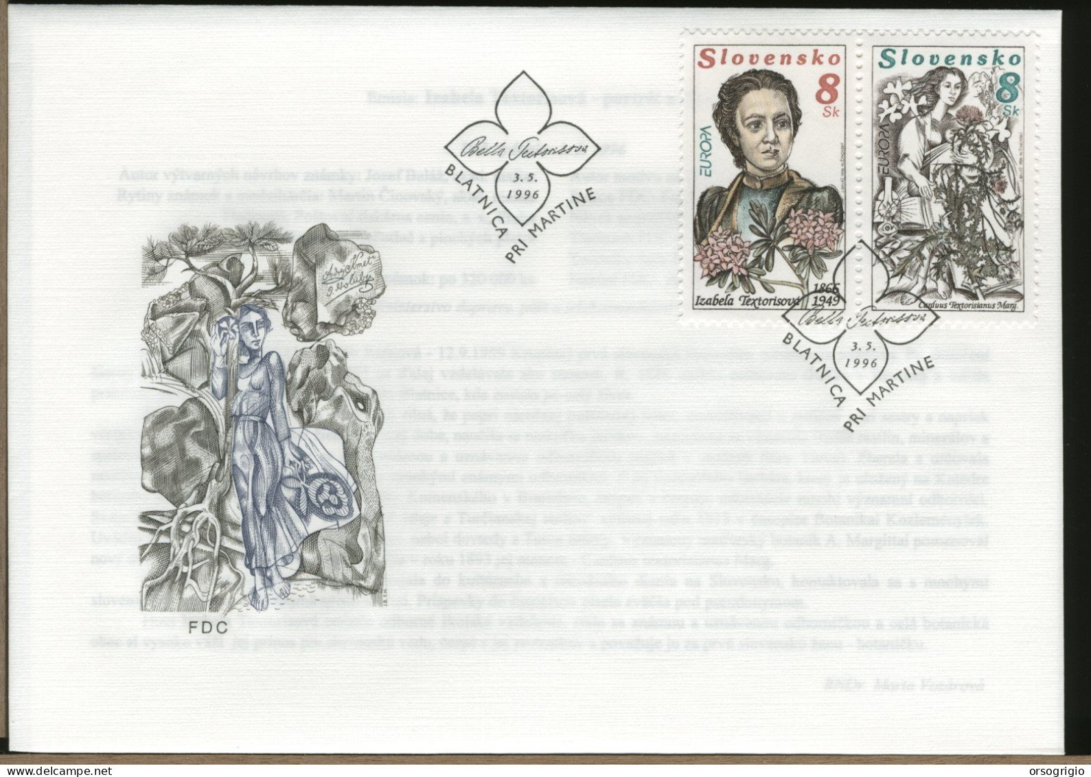 SLOVACCHIA - SLOVENSKO - FDC 1996 -  BLATNICA PRI MARTINE - FDC