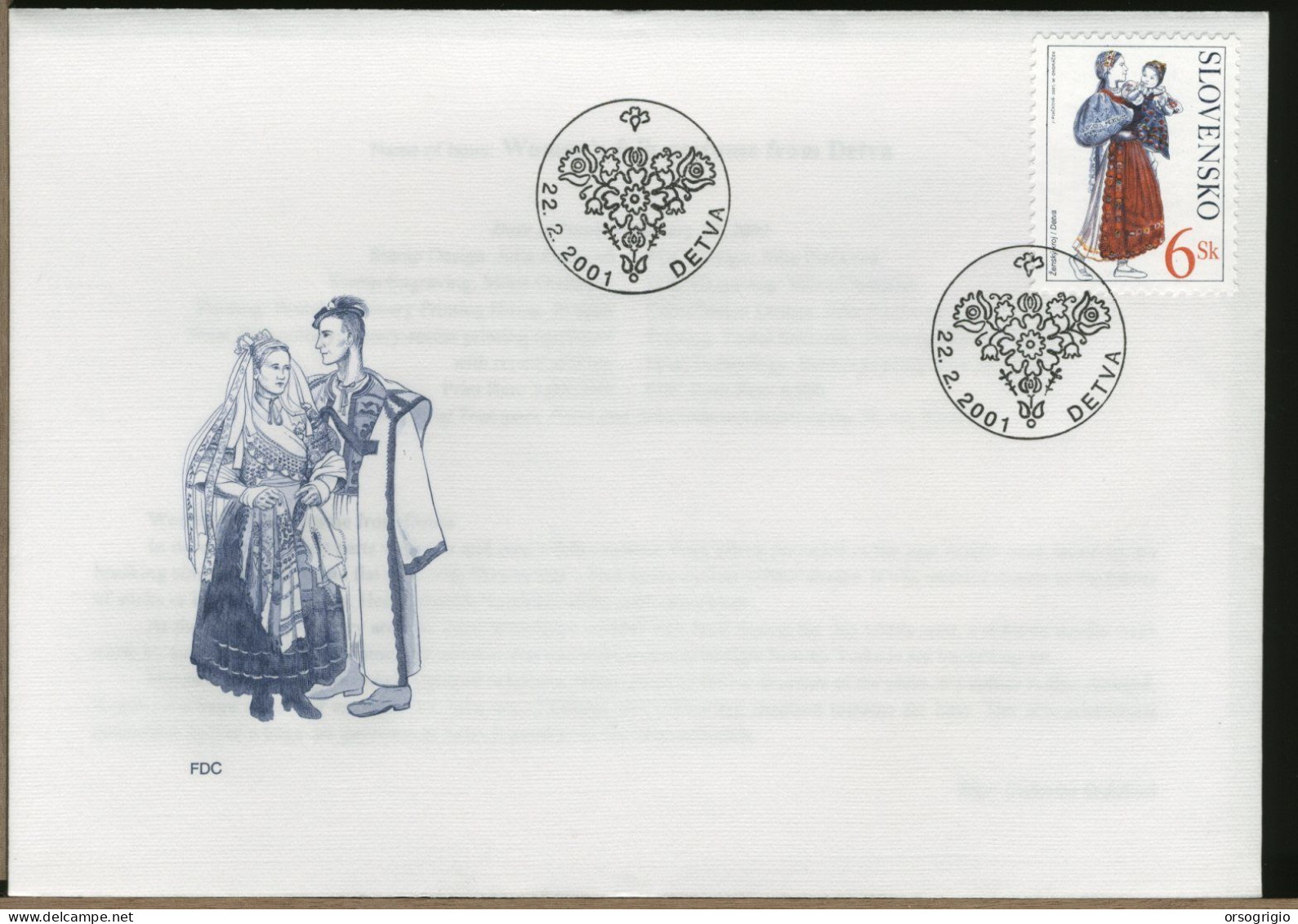 SLOVACCHIA - SLOVENSKO - FDC 2001   DETVA - FDC