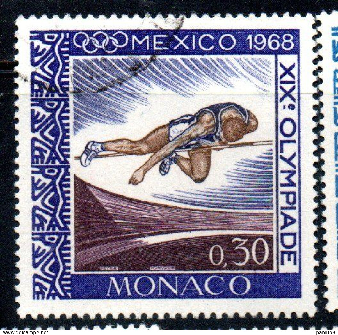 MONACO 1968 OLYMPIC GAMES OLIMPIQUE JEOUX MEXICO CITY HIGH JUMP 30c USED USATO OBLITERE' - Gebruikt