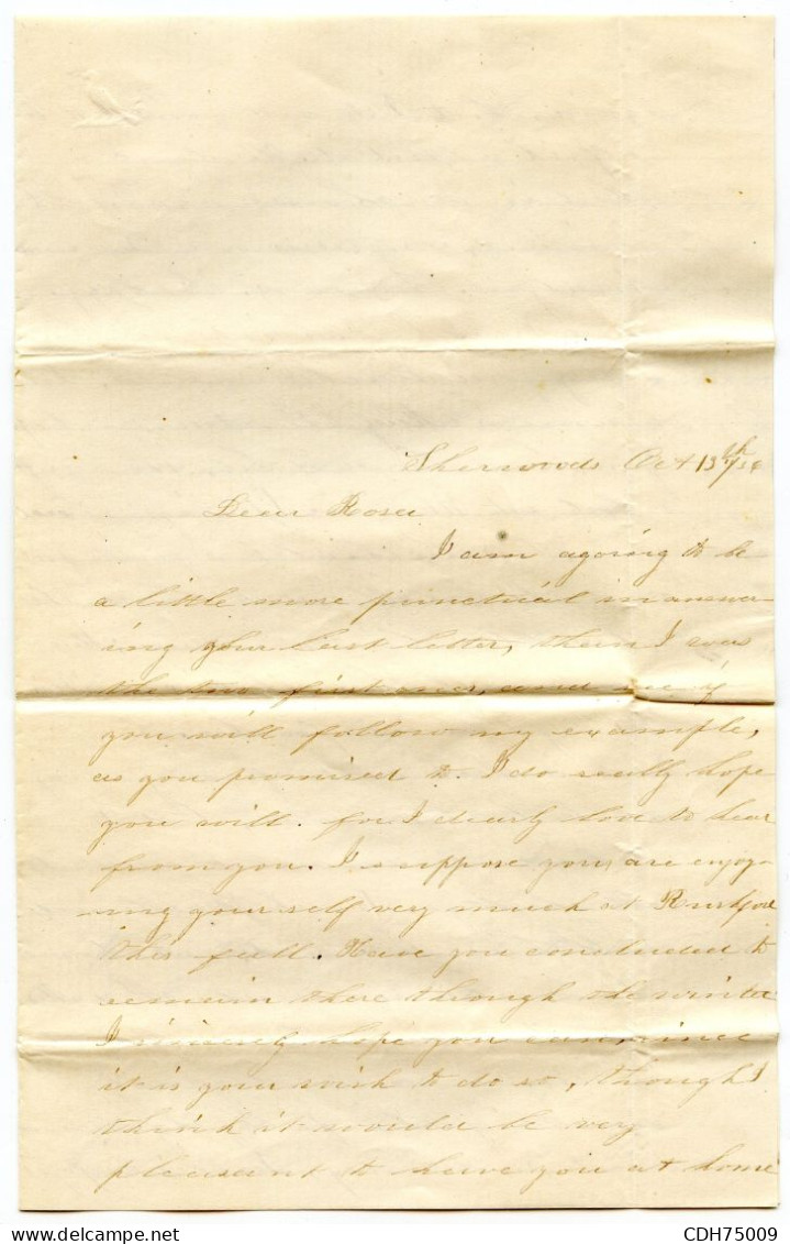 ETATS UNIS - 3 CTS SUR LETTRE DE SHERWOOD POUR RUSHFORD, 1856 - Covers & Documents