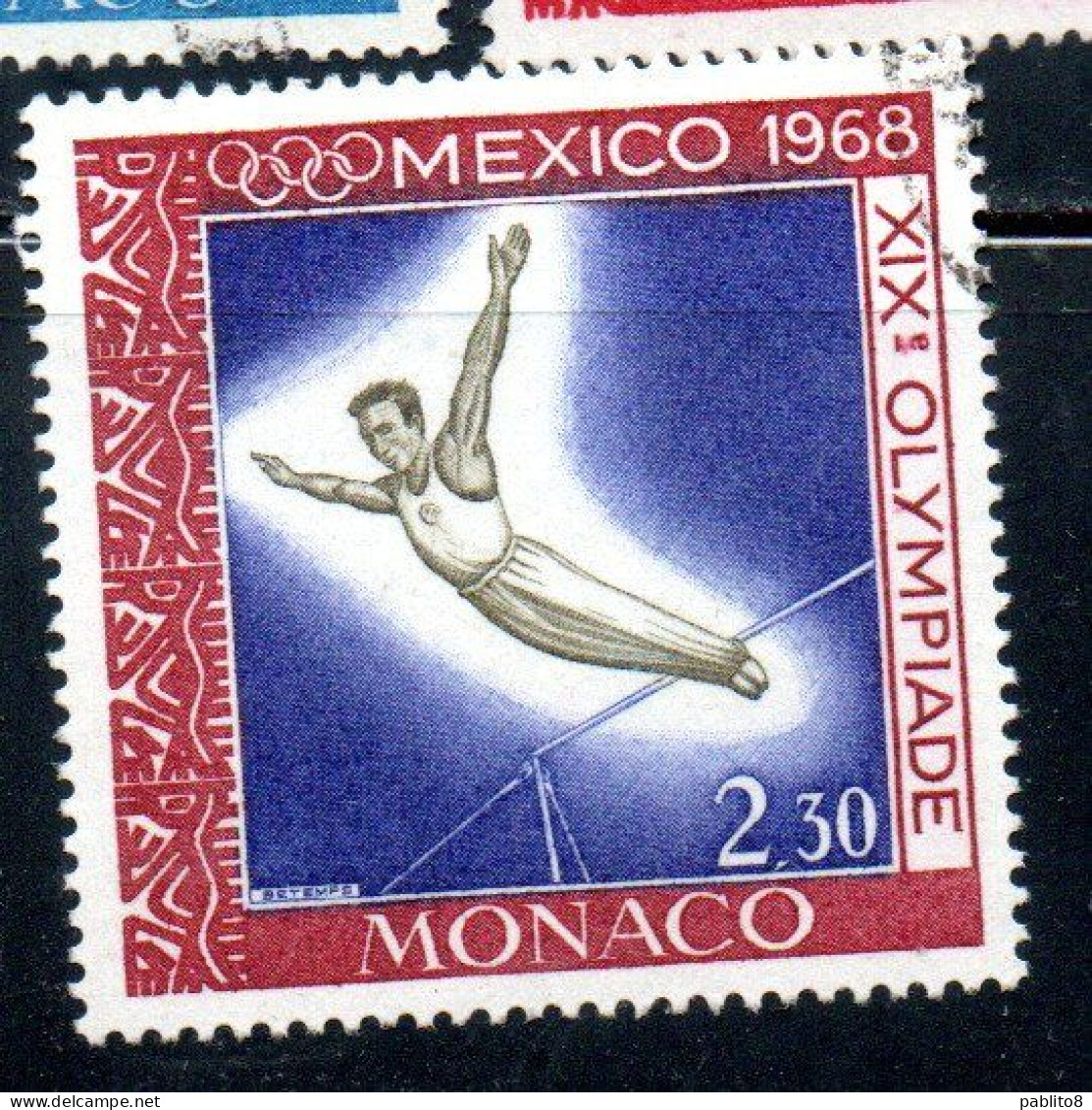 MONACO 1968 OLYMPIC GAMES OLIMPIQUE JEOUX MEXICO CITY GYMNAST 2.30fr USED USATO OBLITERE' - Gebruikt