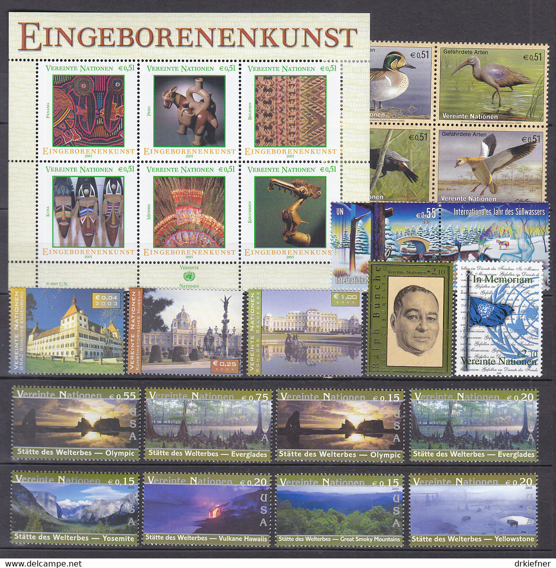 UNO WIEN Jahrgang 2003, Postfrisch **, 381-405 + Block 17 Komplett - Ungebraucht