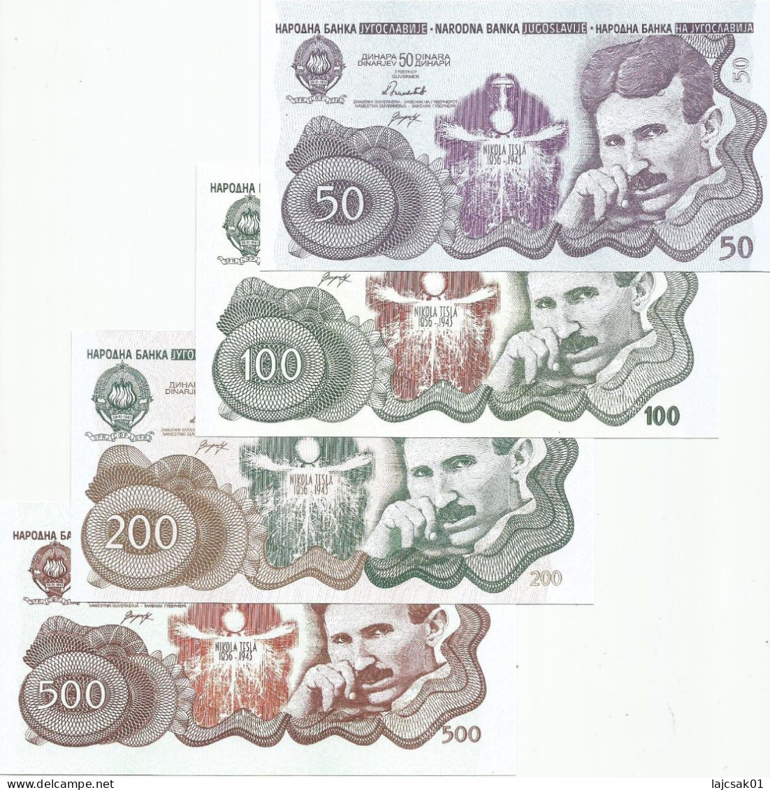 Serbia Nikola Tesla Souvenir Fantasy Banknote Set Of 4 - Serbia