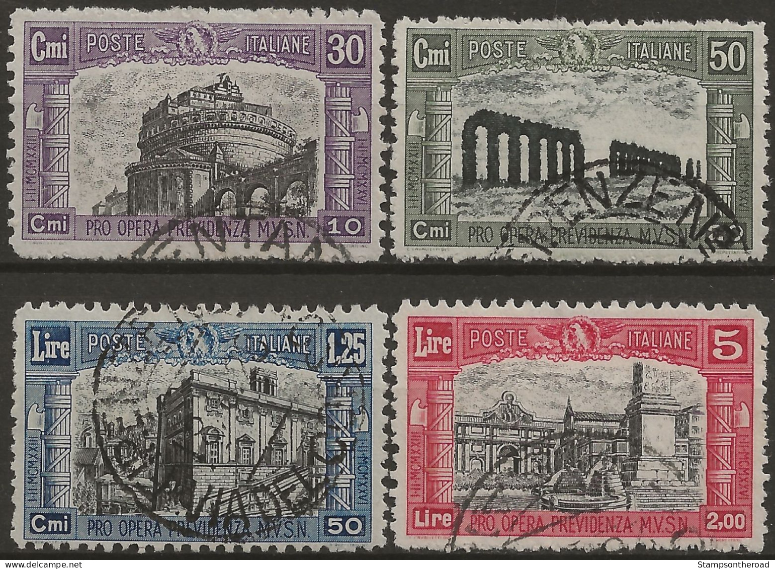 IT220-223U Regno D'Italia 1928, Sassone Nr. 220/23, Serie Cpl Di 4 Francobolli Usati Per Posta °/ - Oblitérés