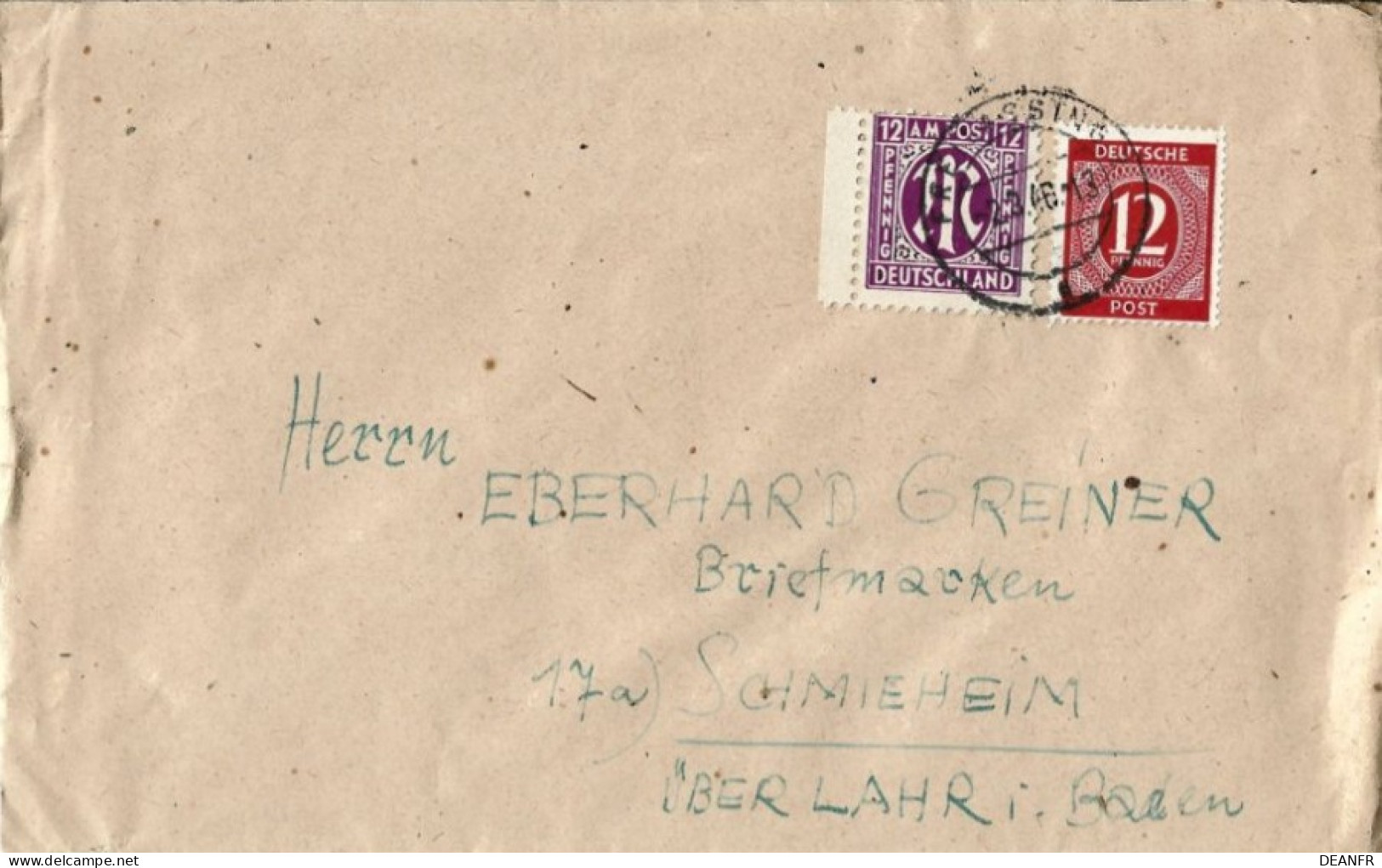 AM Post 1 X 12 Sur Lettre - Nooduitgaven Amerikaanse Zone