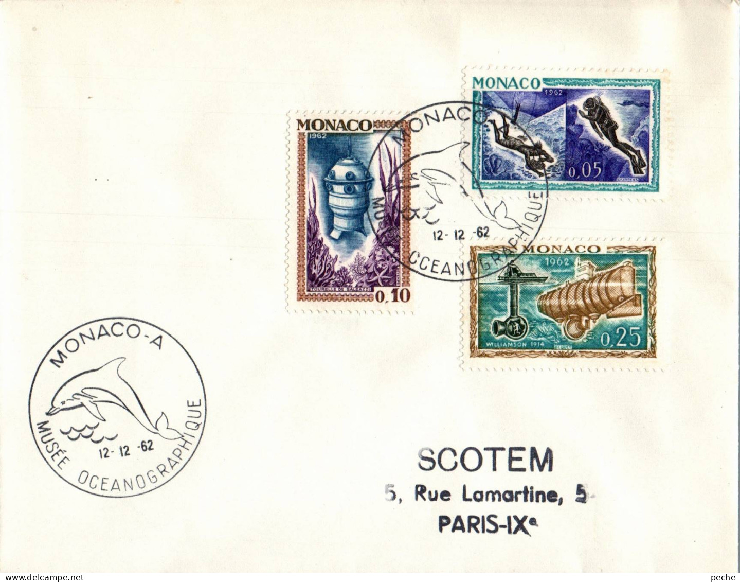 N°743 V -cachet Monaco A. Et Timbre Musée Océanographique  - Postmarks