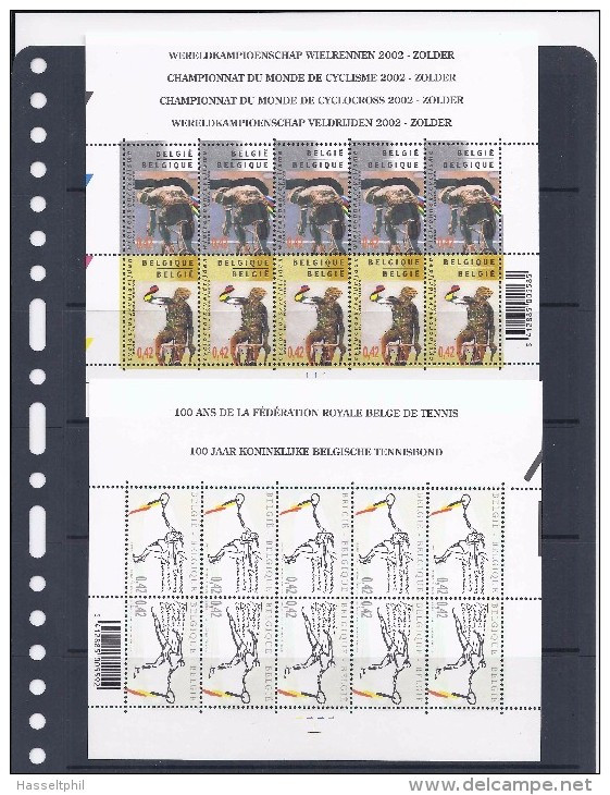 Belgie - Belgique 3052/55 Velletje Van 10 Postfris - Feuillet De 10 Timbres Neufs  -  Sport - Wielrennen + Tennis - Sin Clasificación