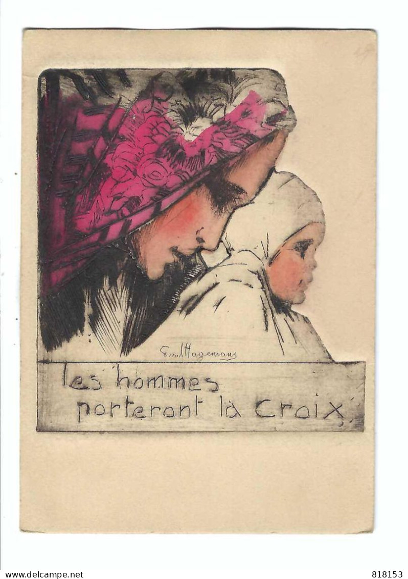 Hagemans Germaine :  Les Hommes Porteront La Croix     Originele Tekening - Drawings