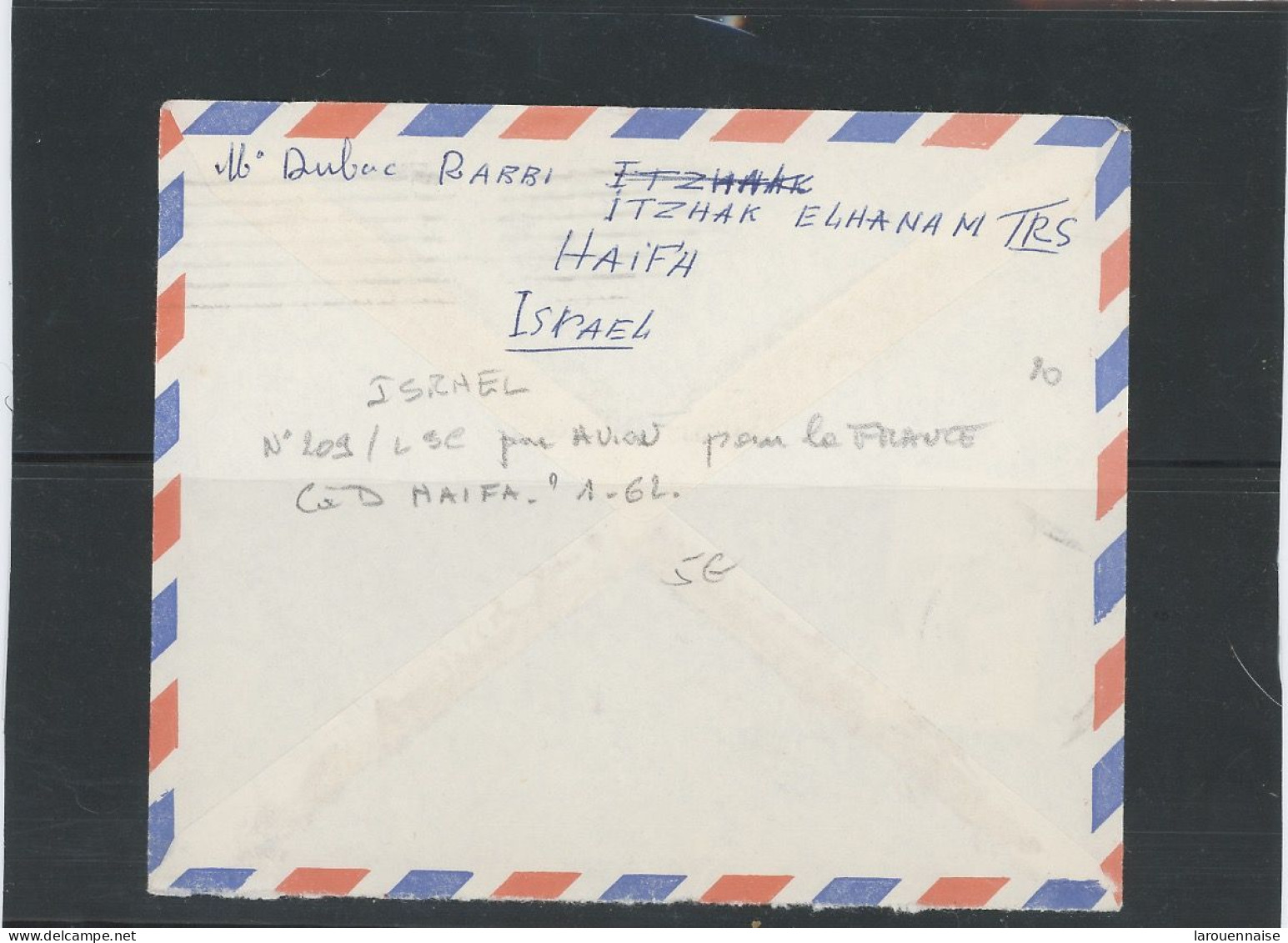 ISRAEL : N°209 / LSC -PAR AVION POUR LA FRANCE-CàD HAIFA- ?-1-62 - Storia Postale