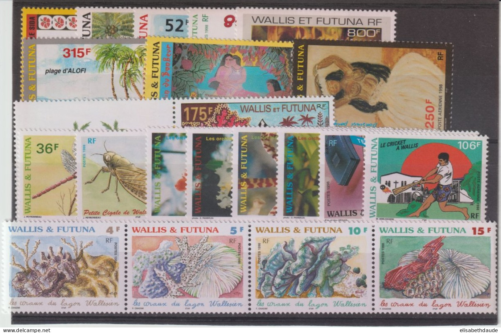 WALLIS - ANNEE 1998 COMPLETE AVEC POSTE AERIENNE SAUF PA205 ** MNH- COTE = 75.2 EUR. - Ongebruikt