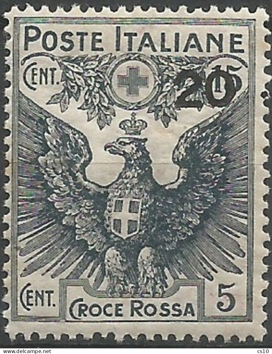 Regno 1915 Pro Croce Rossa C.20/15+15 Sassone #104 **MNH Varietà "Punto Dopo 20" - Collections