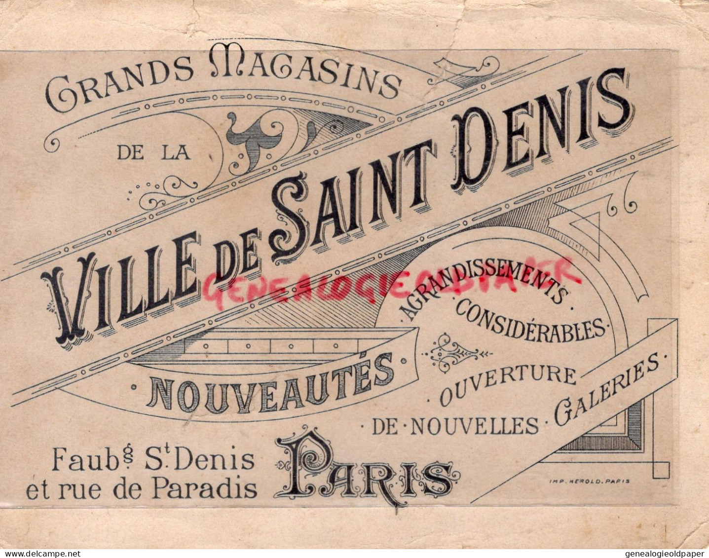 93- ST SAINT DENIS- CHROMO GRANDS MAGASINS VILLE DE SAINT DENIS- FAUBOURG ST DENIS ET RUE PARADIS PARIS-MAI LA GREFFE - Other & Unclassified