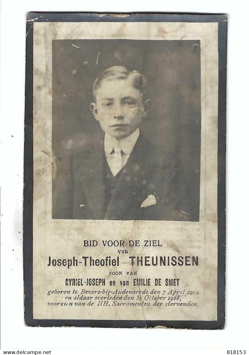 DP Joseph-Theophiel THEUNISSEN Geboren Bevere-bij-Audenaerde 1902 En Oeverleden 1918 - Religion & Esotérisme